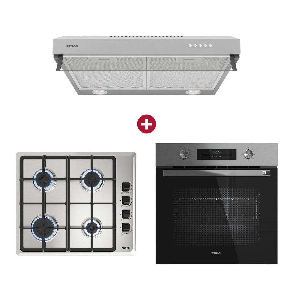 TEKA - Combo Cocina Empotrable HLX640 + Campana Extractora CX62120 + Horno Eléctrico HSB6350