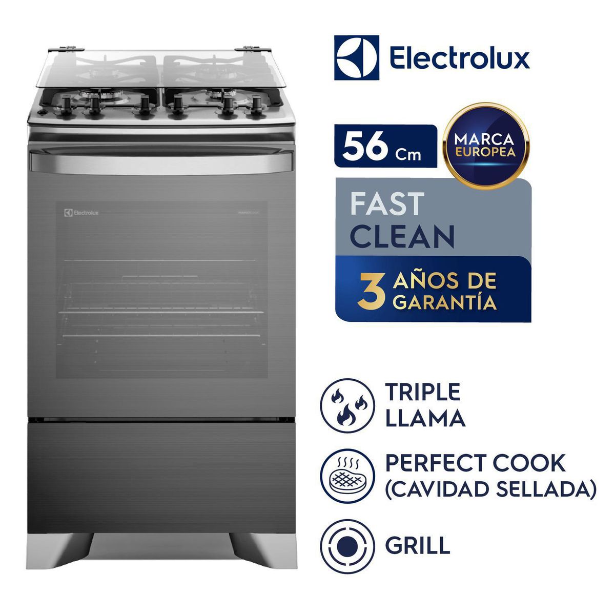 Electrolux - Cocina a Gas 4 Platos F4ETG