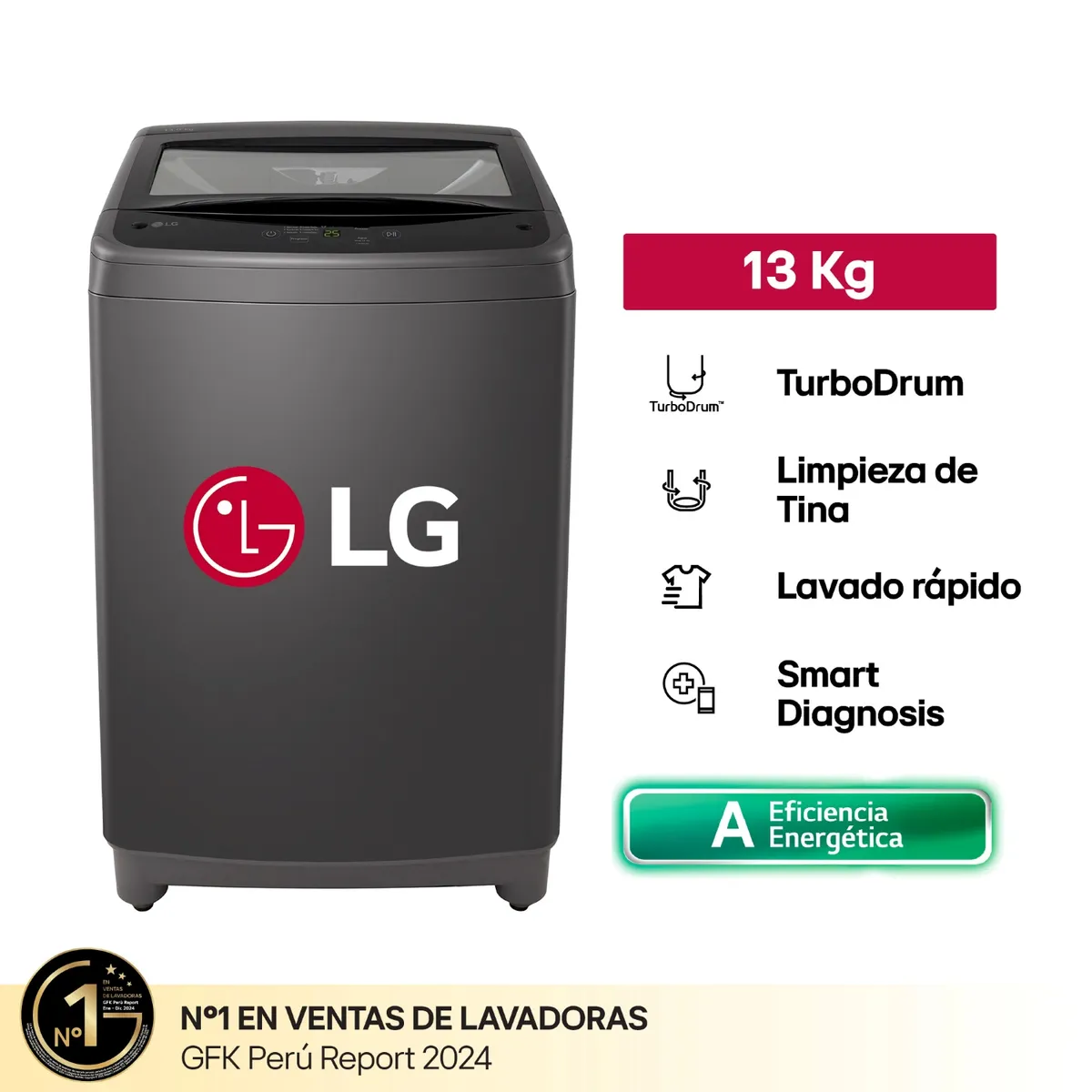 Lavadora Carga Superior 13kg WT13BVTB, marca LG - Foto Principal