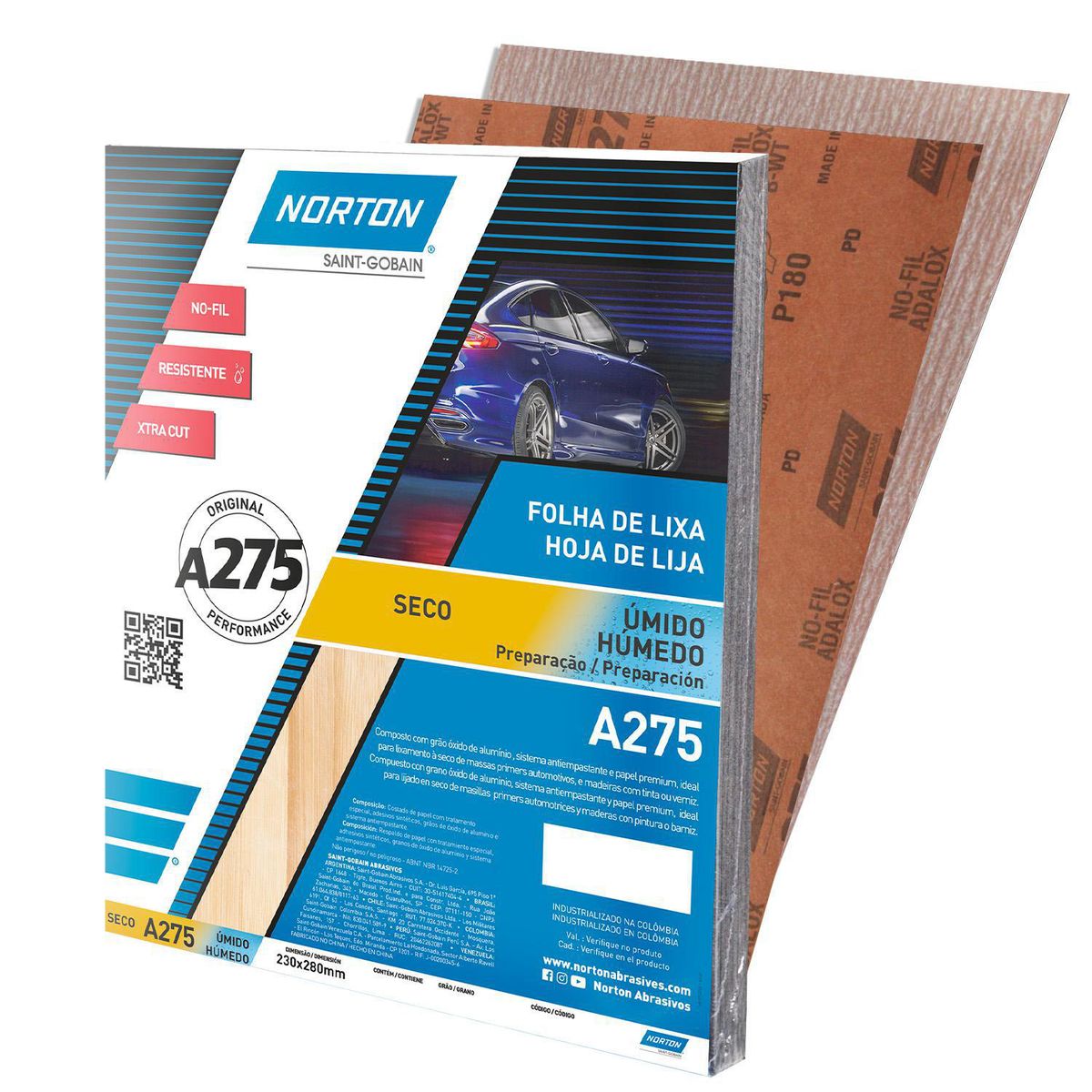 NORTON - Lija Agua y Seco A275 Grano 180