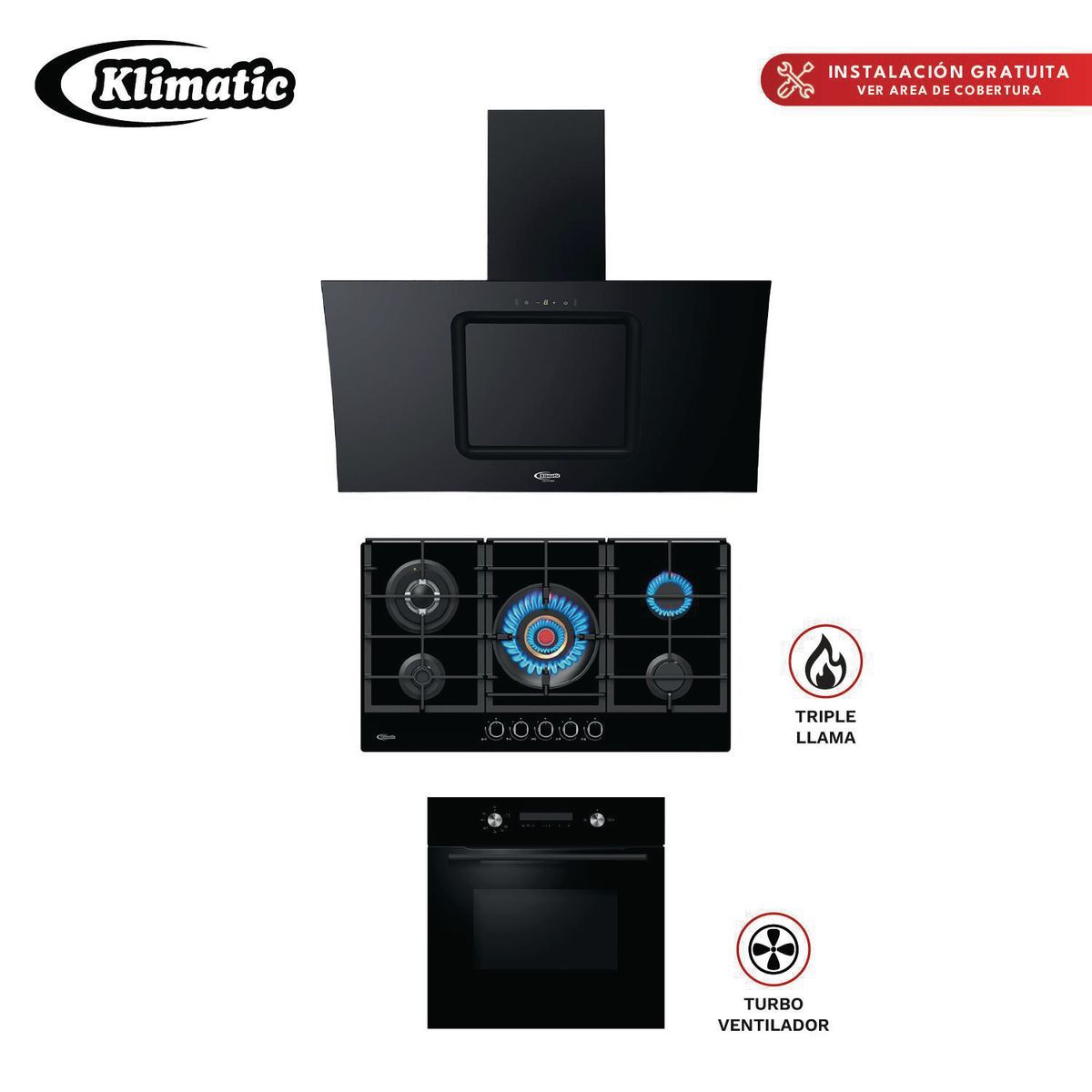 KLIMATIC - Combo de 3 Productos Vulcano 5 Kamba 90 y Bonn Black
