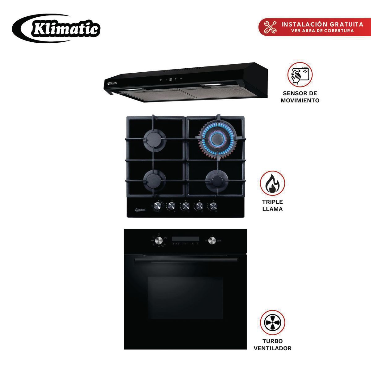 Klimatic - Combo de 3 Productos Trevi 60 Vento BKP y Bonn Black
