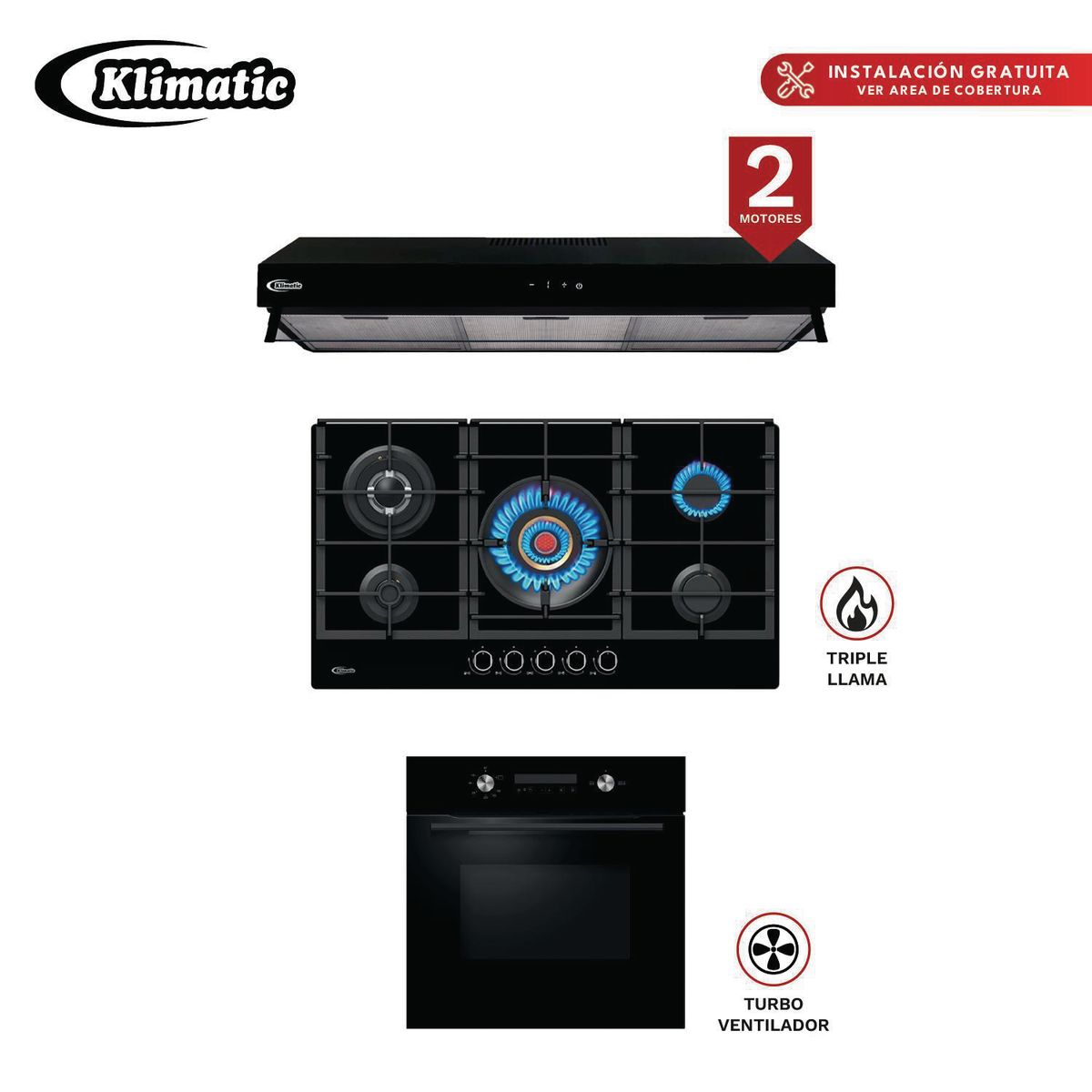 KLIMATIC - Combo de 3 Productos Vulcano 5 Haarlem y Bonn Black