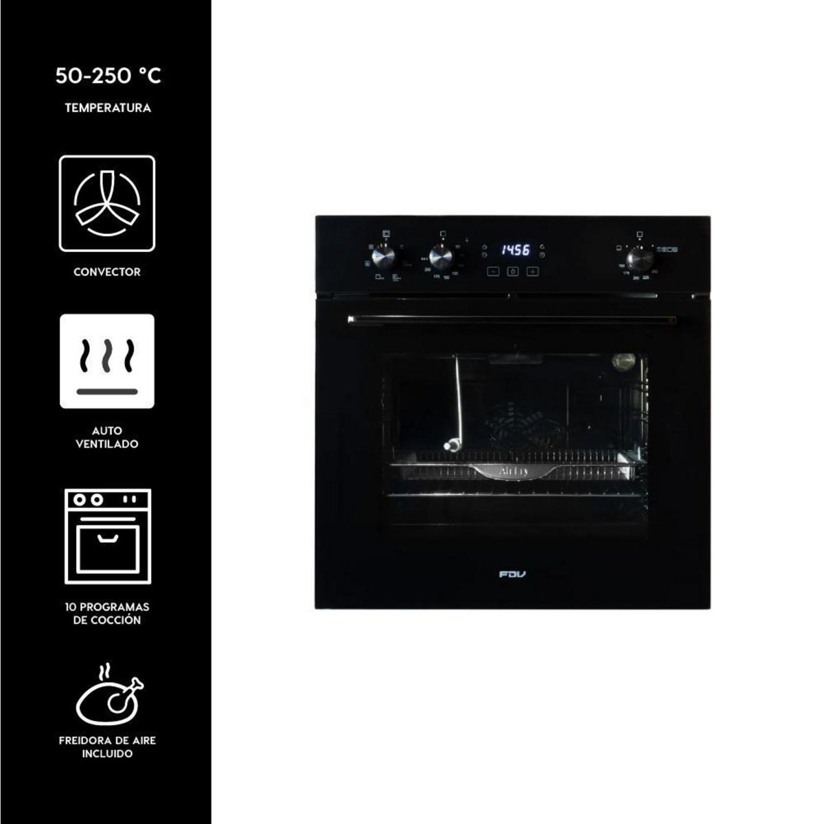 FDV - Horno Black Air Fryer de 70 Litros a Gas Licuado de Petróleo