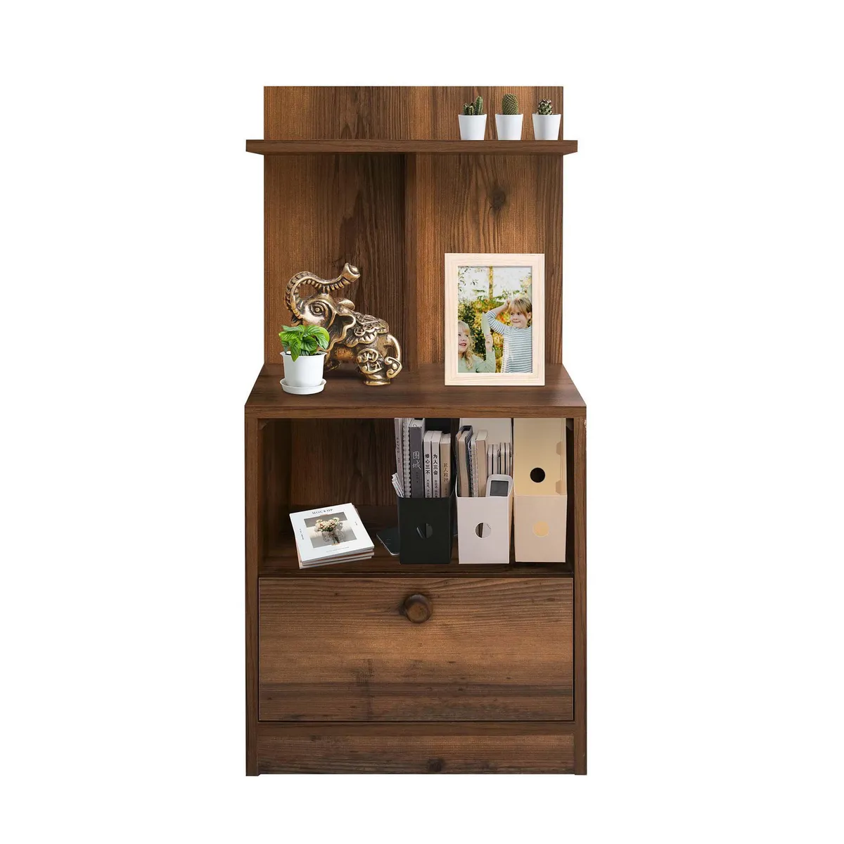 Velador Repisa Color B/M 1 Cajón 50x100x35cm Blanco/Caramelo, marca FORLI - Foto Principal