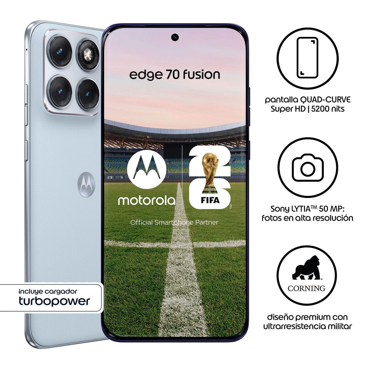 Celular Moto Edge 70 Fusion 8G 256GB Celeste, marca MOTOROLA - Foto 2