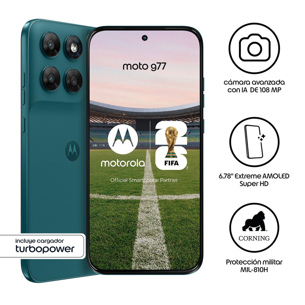 MOTOROLA - Celular Moto G77 5G 256GB Esmeralda