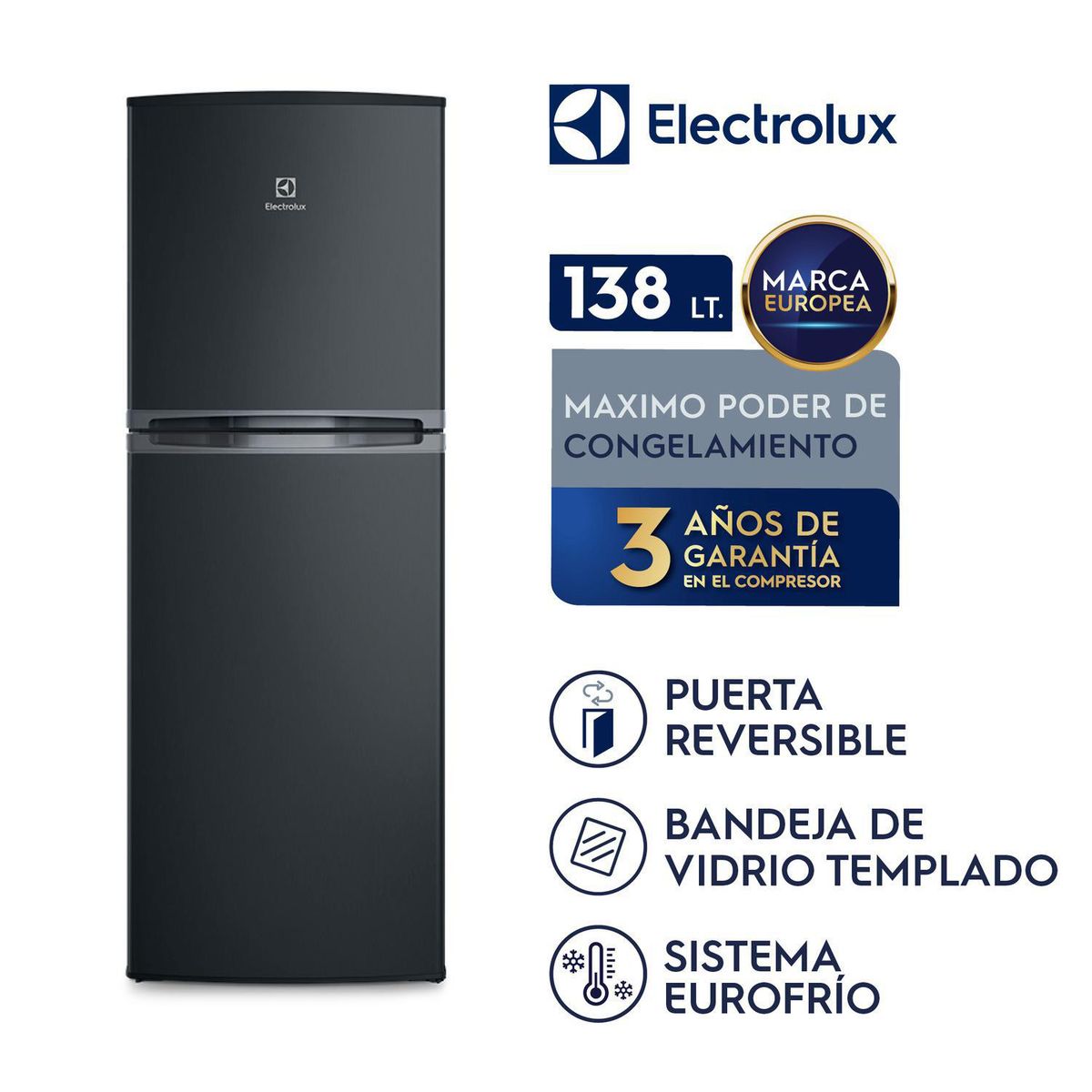 Electrolux - Refrigeradora Top Freezer Frío Directo 138 Litros ERT18G2HNB