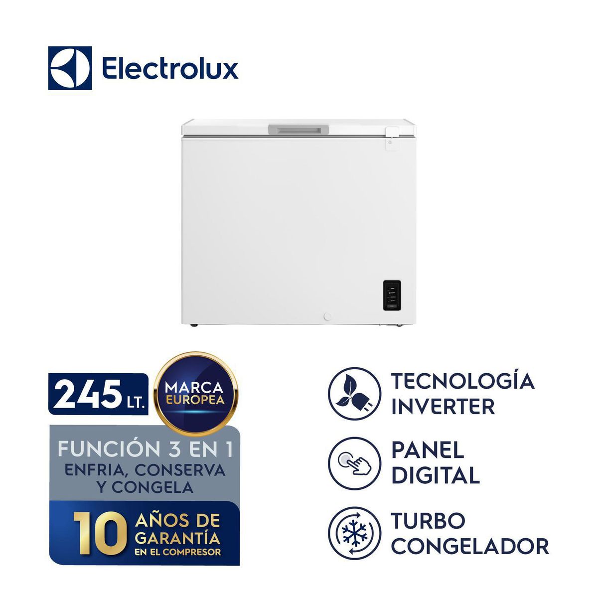 Electrolux - Congelador Horizontal 245L Inverter con Función Turbo EFH25S5P5AW