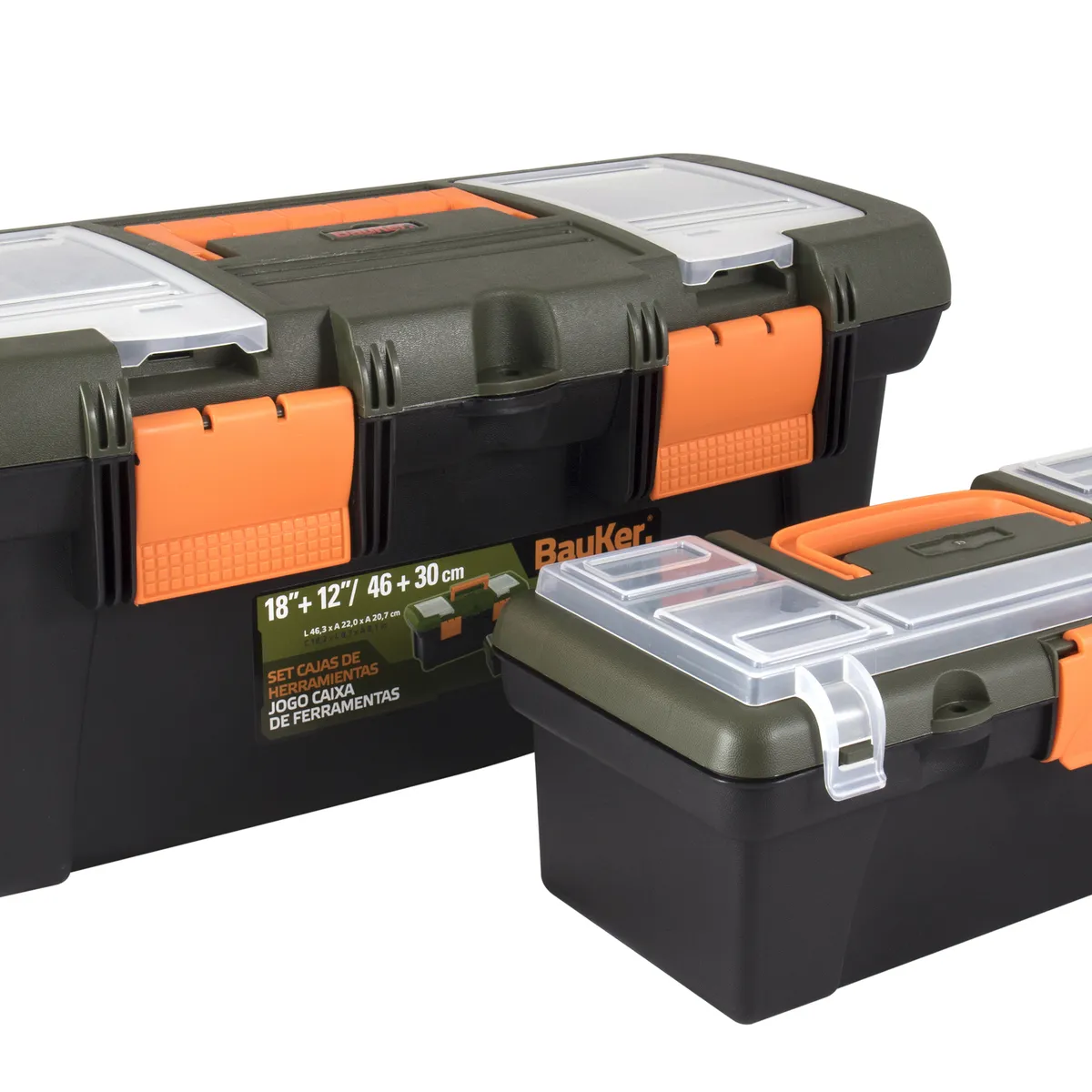BAUKER - Set 2 Cajas de Herramientas 18'' y 12'' Bauker