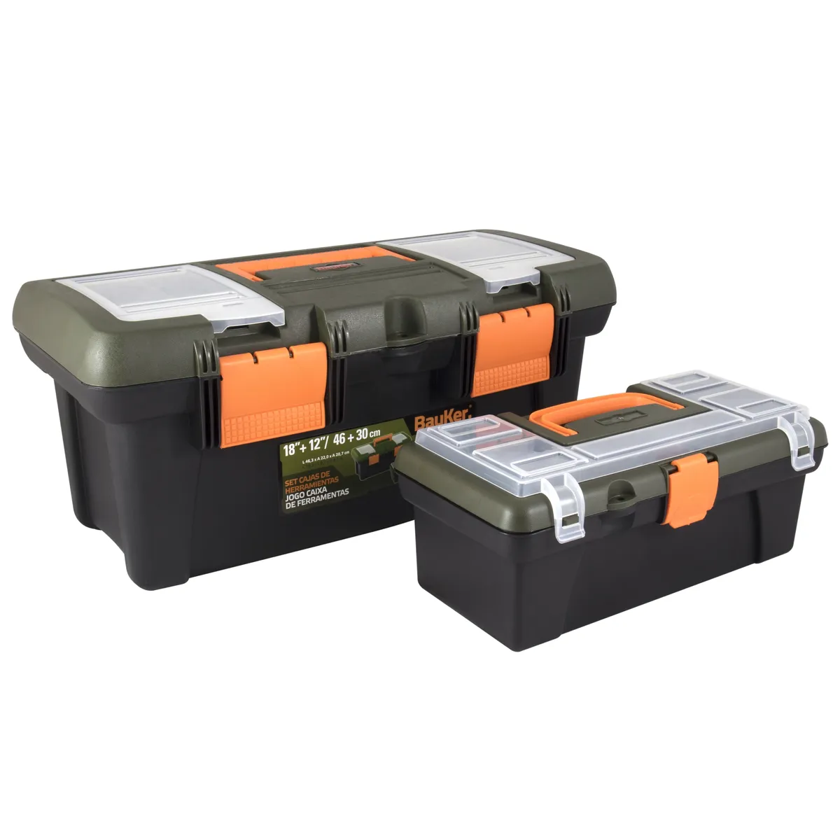 BAUKER - Set 2 Cajas de Herramientas 18'' y 12'' Bauker