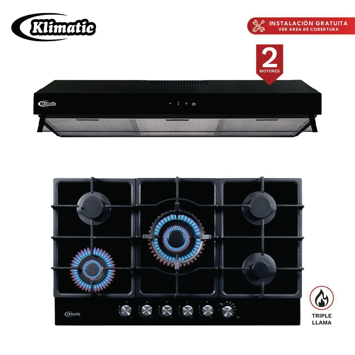 Klimatic - COMBO ENCIMERA A GAS AOSTA90 + CAMPANA HAARLEM 90CM
