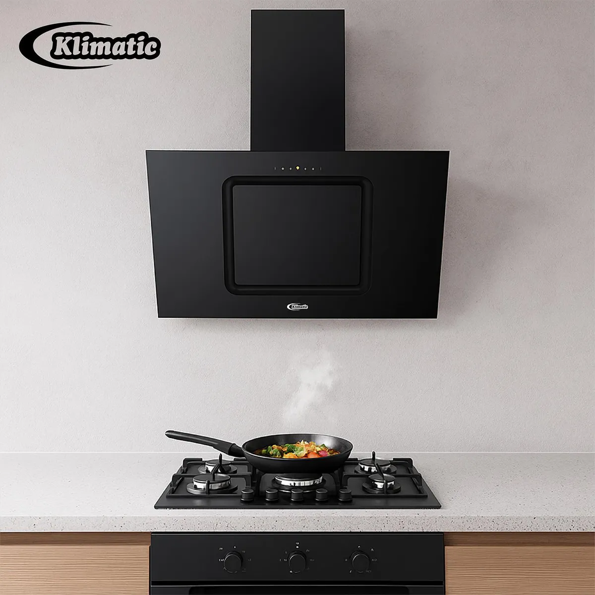 Klimatic - COMBO ENCIMERA A GAS VULCANO5 + CAMPANA DECORATIA KAMBA 90CM