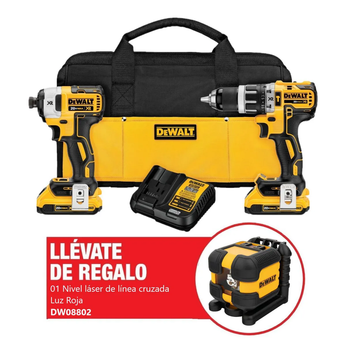 DEWALT - Taladro Percutor y Atornillador de Impacto con Láser DCK287 DeWalt