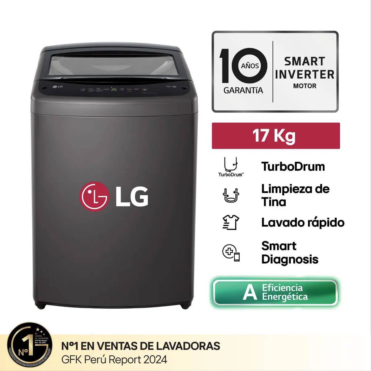LG - Lavadora Carga Superior 17 kg WT17BVTB