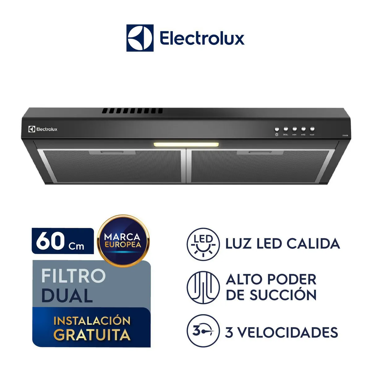 Combo Electrolux Encimera 4H + Campana 60cm Negro, marca Electrolux - Foto 2