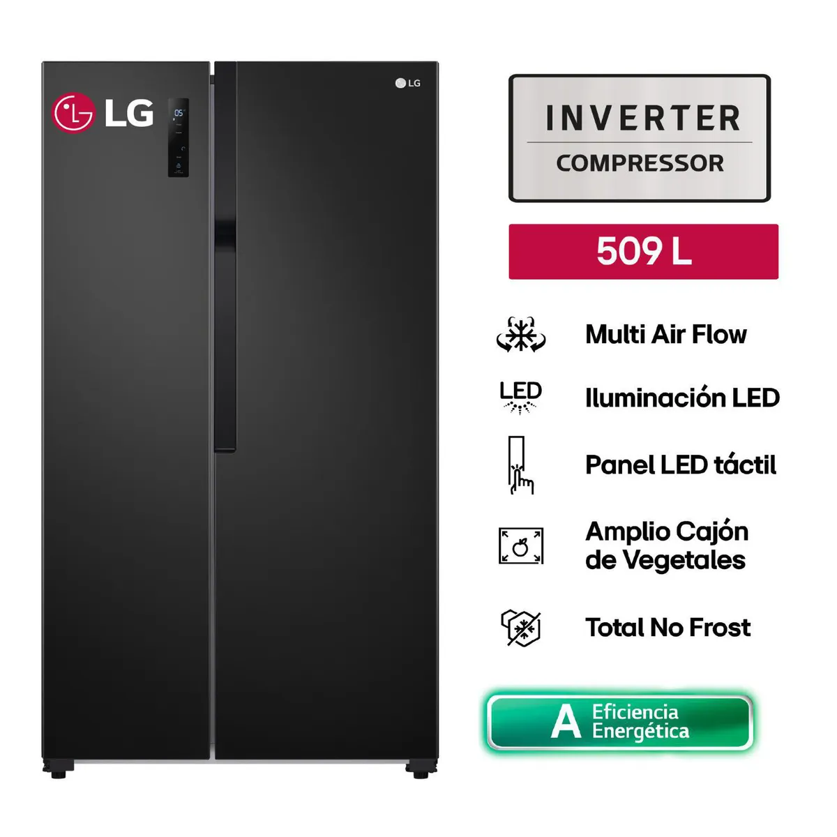 LG - Refrigeradora Side by Side No Frost 509 Litros GS51MPD