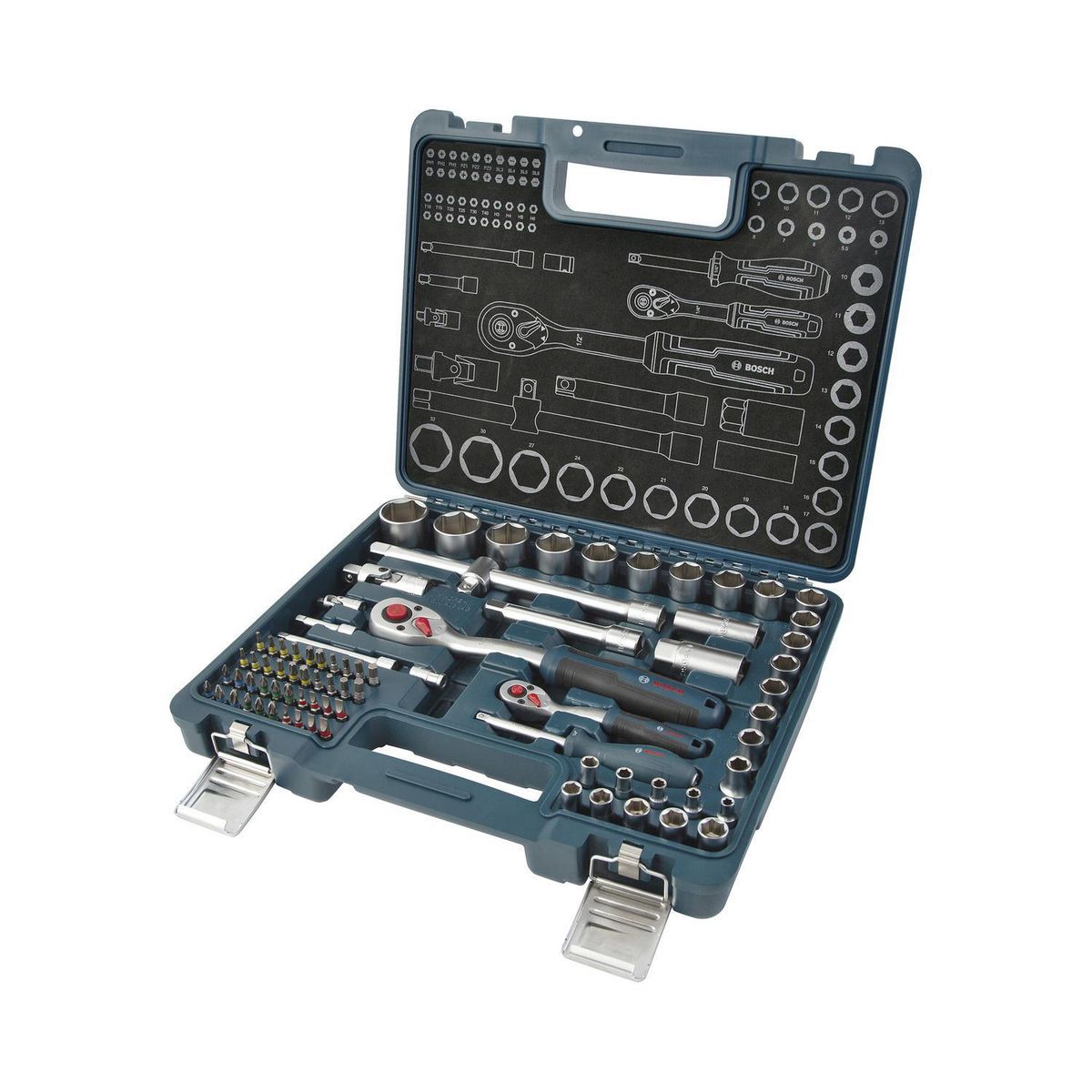 Bosch - Juego de Dados y Ratchet de 1/4"+1/2" x 80 Piezas