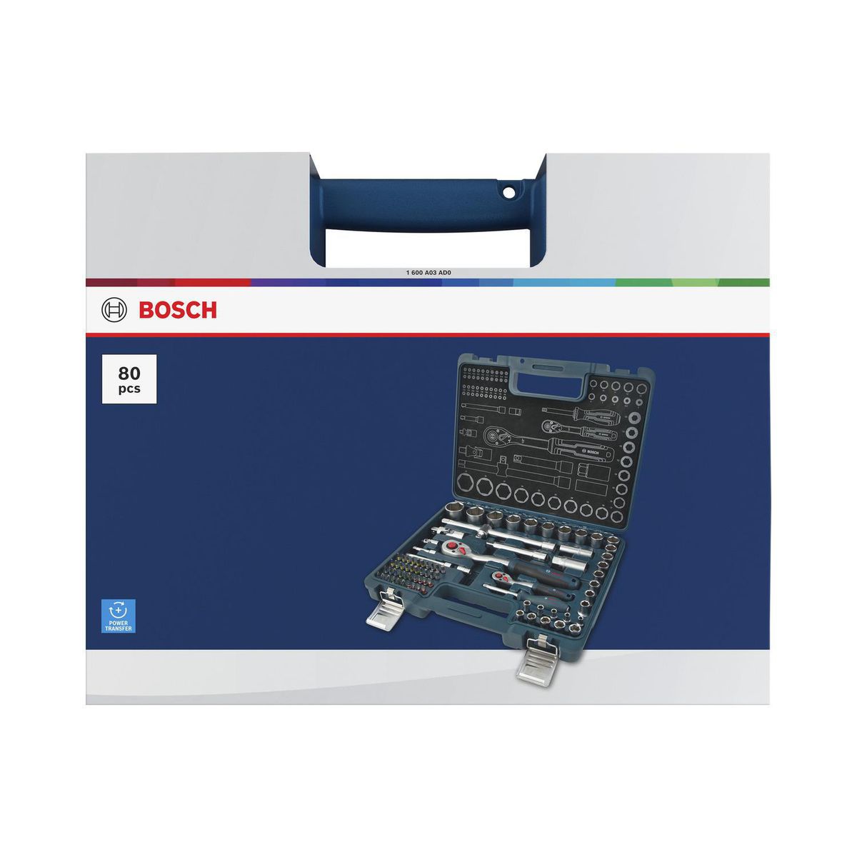 Bosch - Juego de Dados y Ratchet de 1/4"+1/2" x 80 Piezas