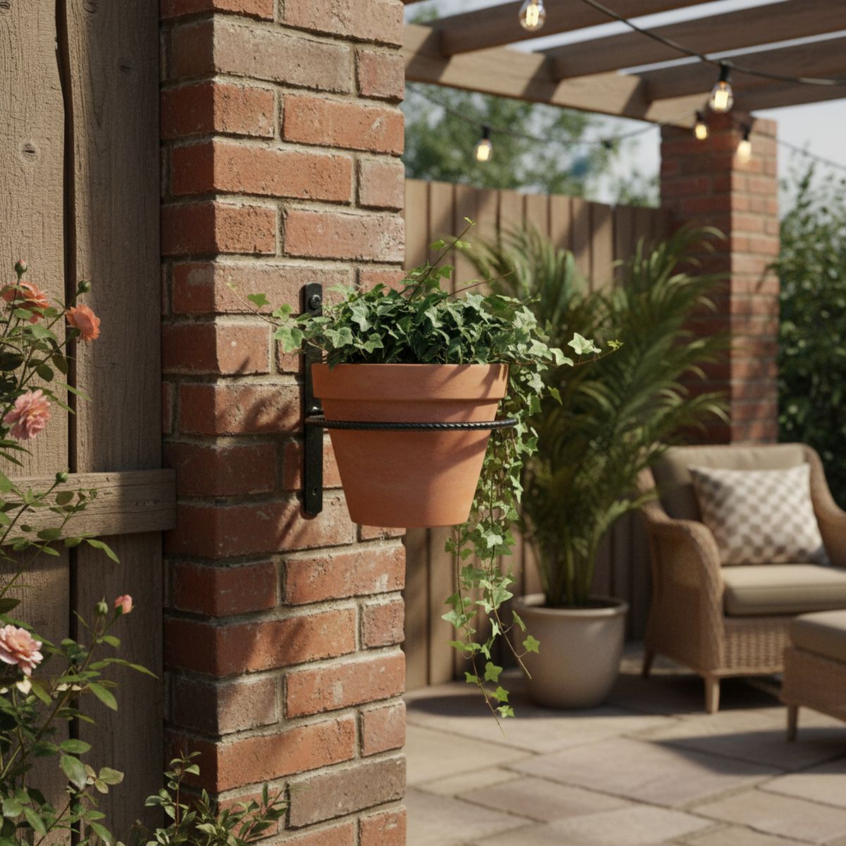 GENERICO - Base para Maceta Pared Negro 14x15.5x