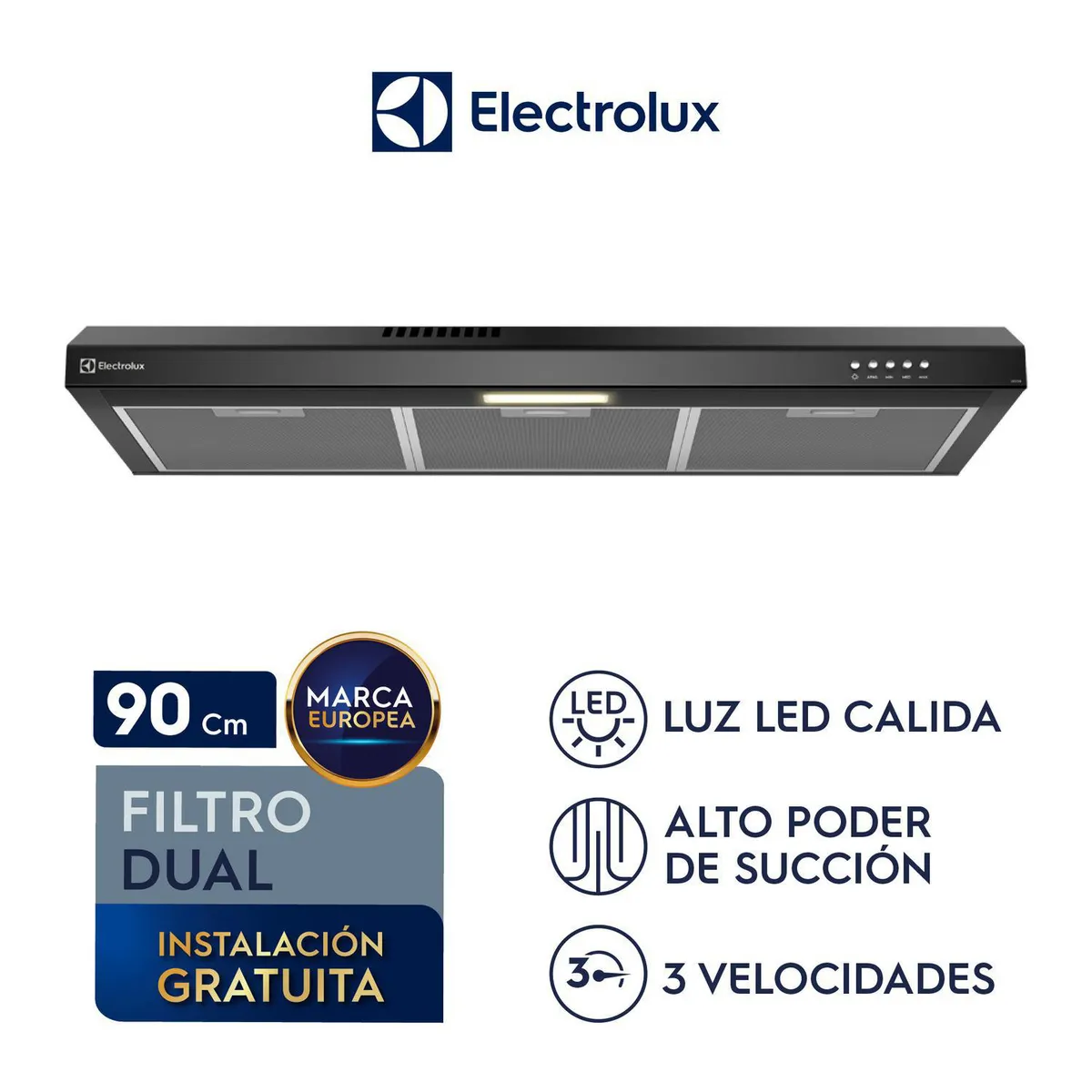 Campana Extractora Empotrable 90cm Black Electrolux, marca Electrolux - Foto 2