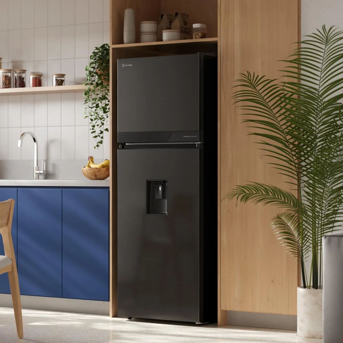 Electrolux - Refrigeradora Top Freezer con Dispensador 236L No Frost Negro Electrolux ERT25A2P6DC