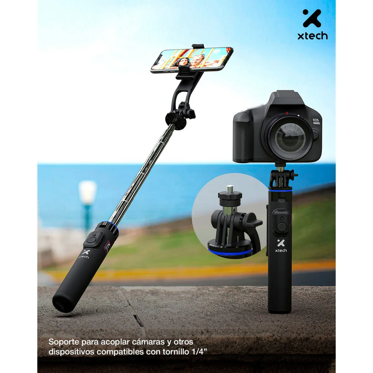 Tripode y selfie stick XSS211, marca XTECH - Foto 2