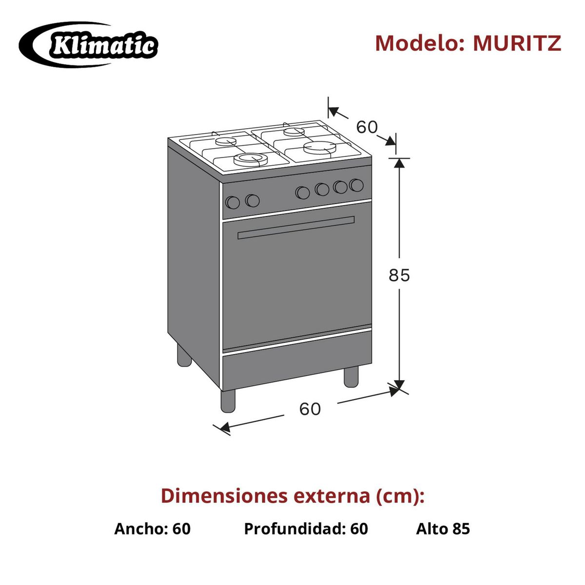Klimatic - Cocina De Pie A Gas Muritz 4h