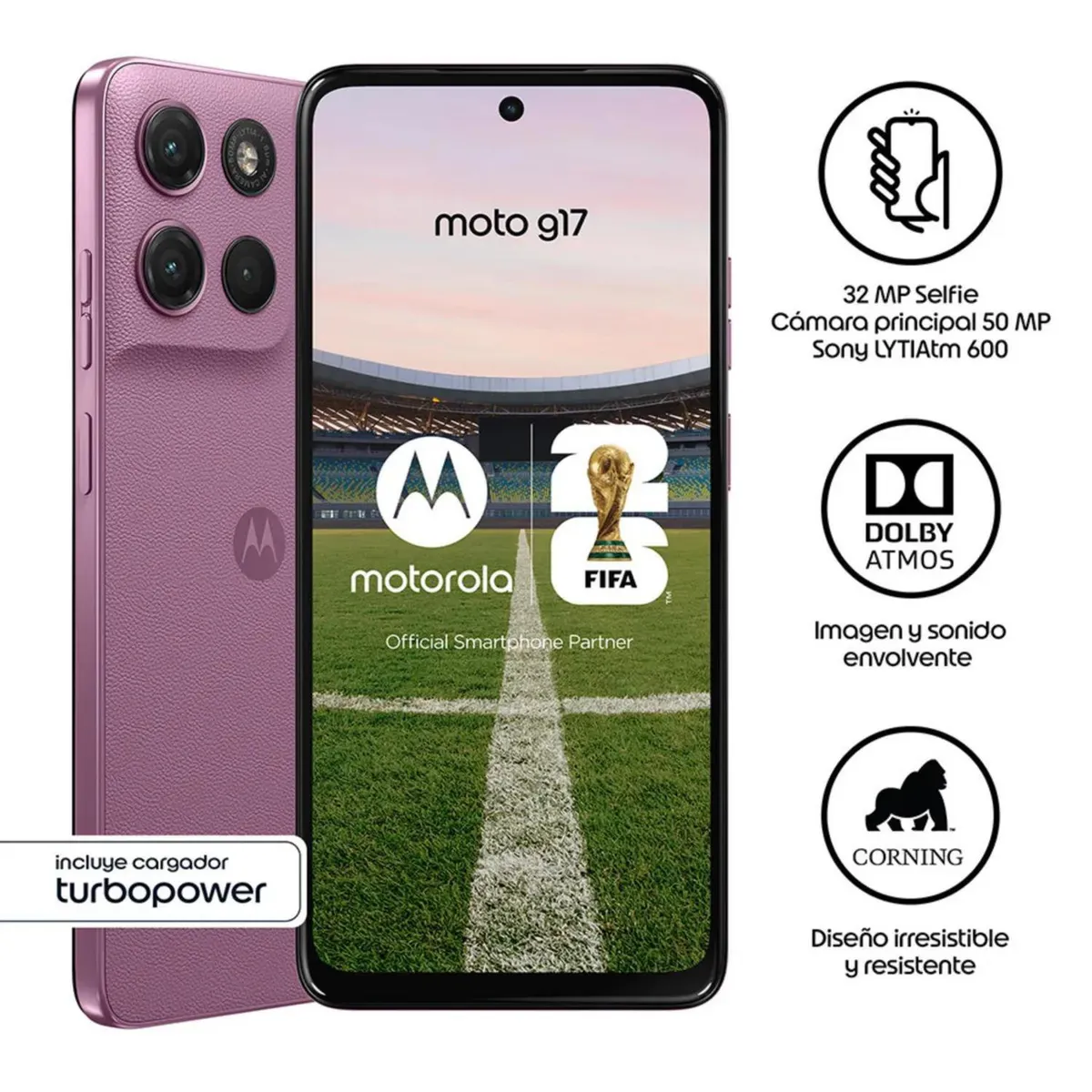 Celular Moto G17 4+128 GB Rosa, marca MOTOROLA - Foto Principal