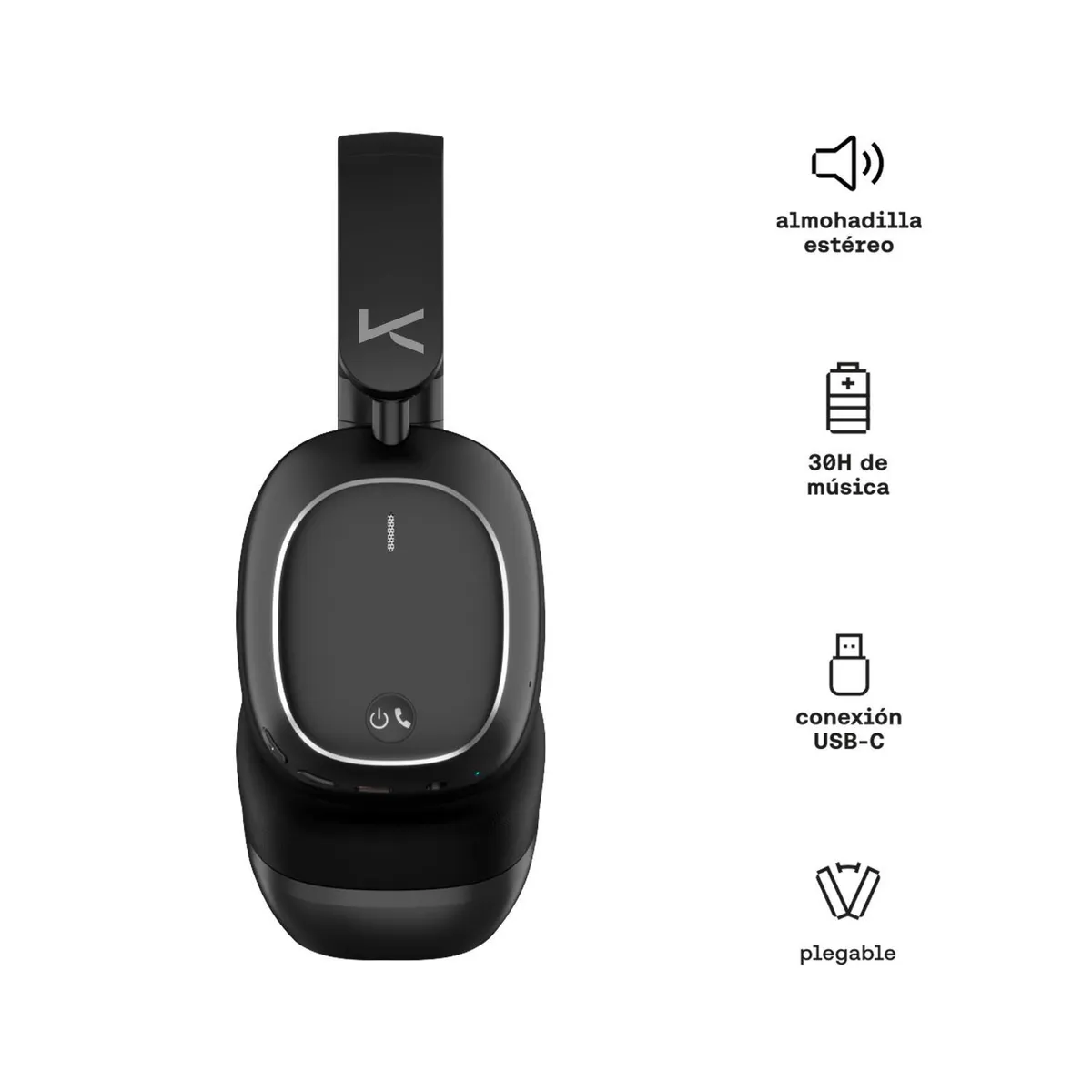 KUZLER - Audifonos Over Ear BT Clam Negro