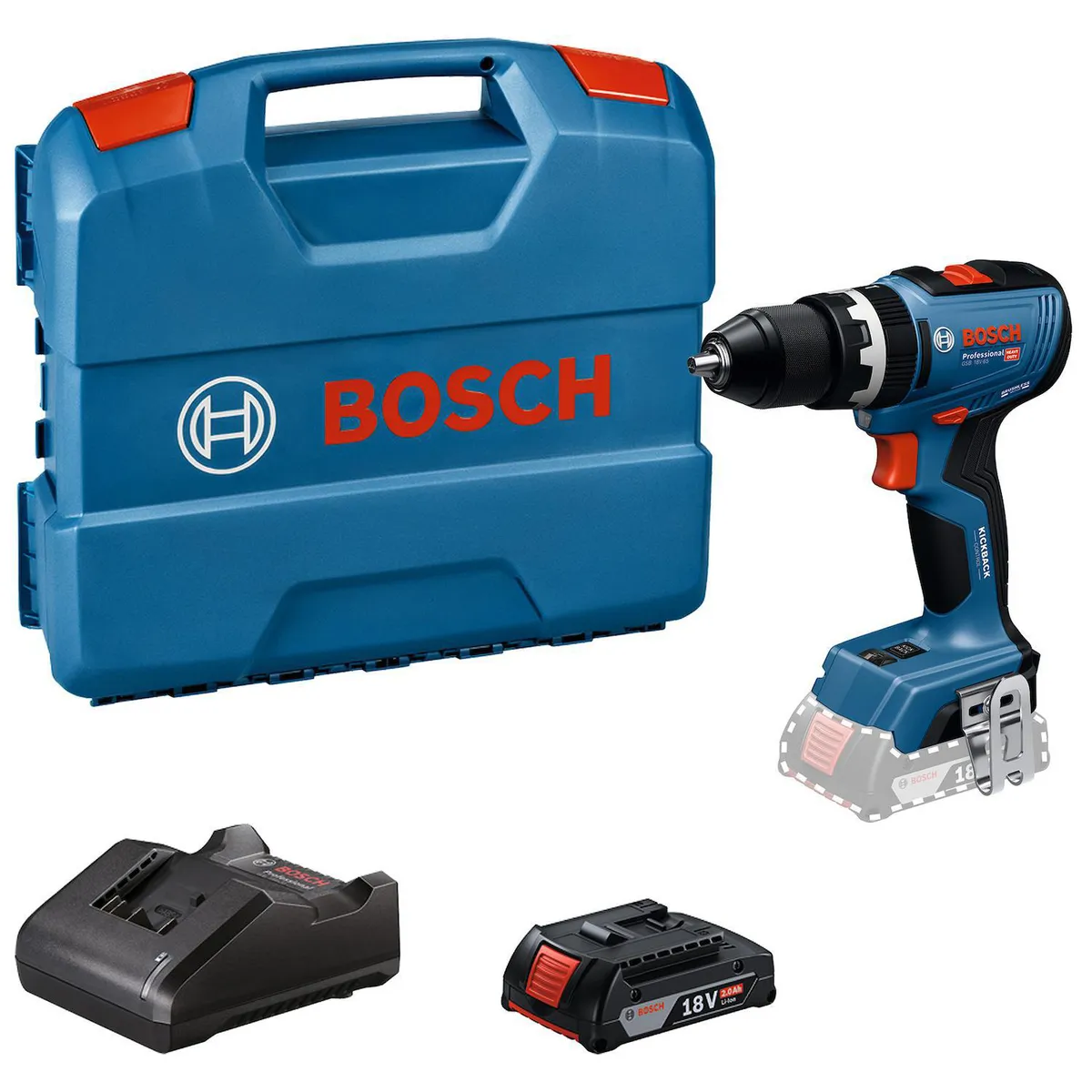 Taladro Percutor Bosch 18V-65 + Set 34pzs + Batería + Cargador, marca Bosch - Foto 2