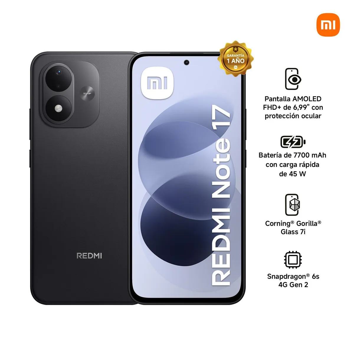 Celular REDMI Note 17 Black 6G RAM 256G + REDMI Buds 6, marca XIAOMI - Foto 2