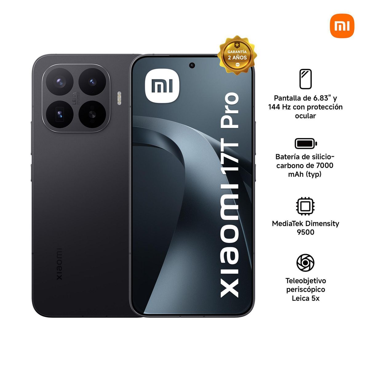Celular Xiaomi 17T Pro Black 12GB RAM 512GB ROM, marca XIAOMI - Foto Principal