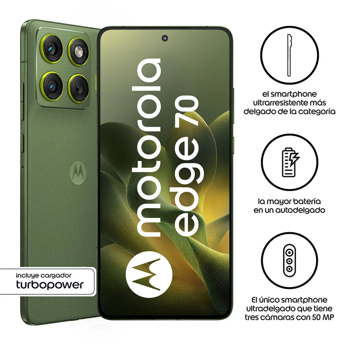 Celular Moto Edge 70 Verde 15+512 GB, marca MOTOROLA - Foto Principal