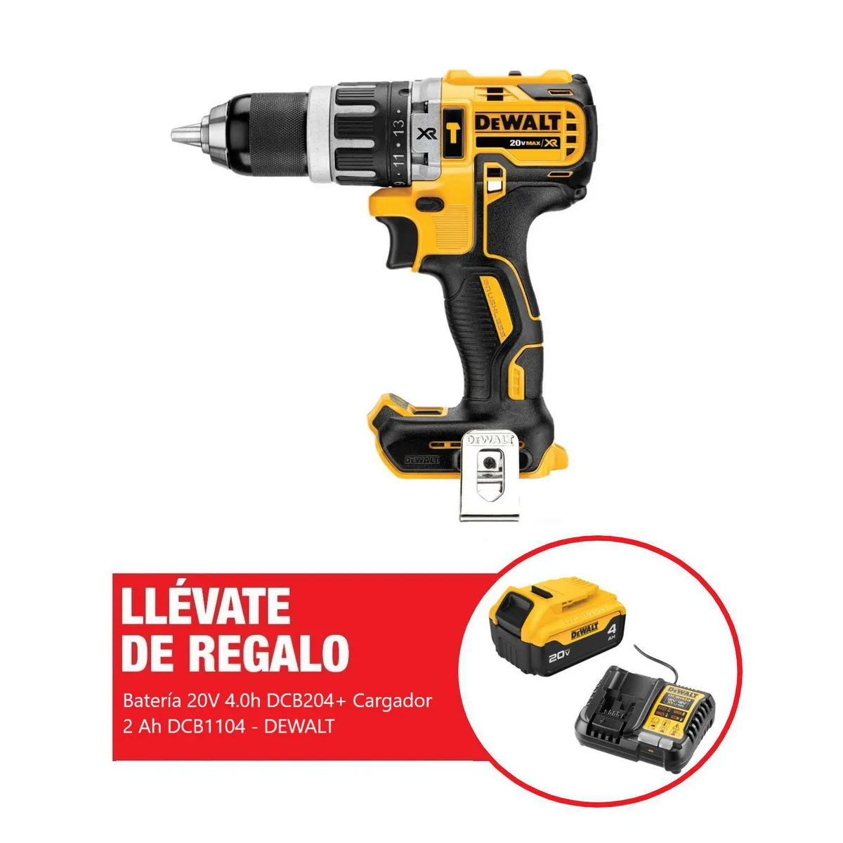Taladro Percutor Dewalt 1/2" DCD796B-K4 + Batería 4AH + Cargador 4 Ah, marca DEWALT - Foto Principal