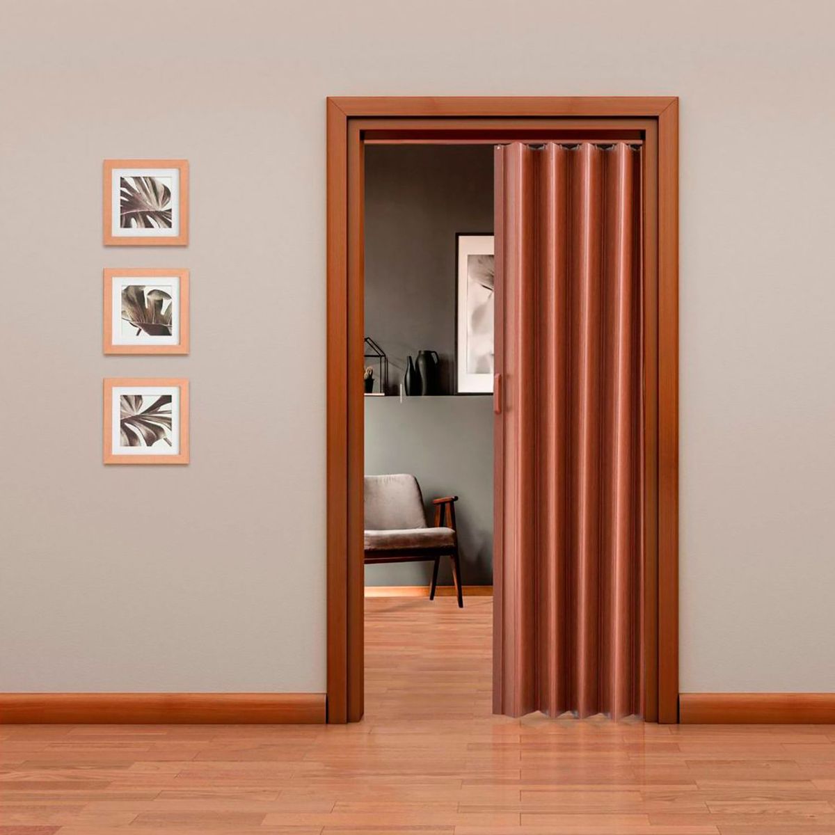 HOGGAN - Puerta Plegable Tivoli PVC 90 x 200 cm Caoba
