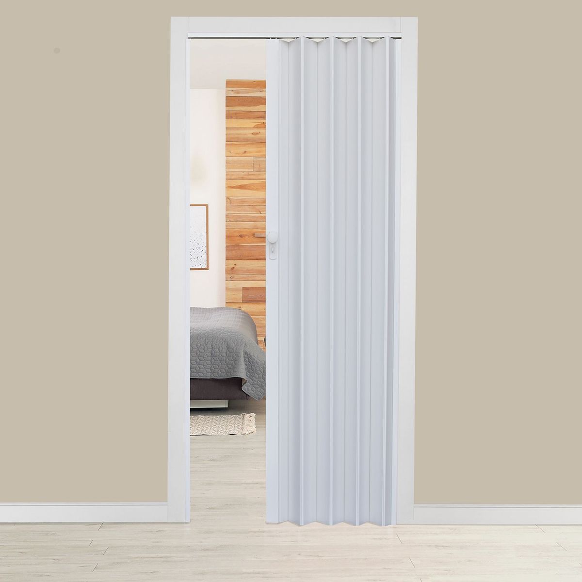 HOGGAN - Puerta Plegable PVC Milano PVC 90 x 200 cm Blanca
