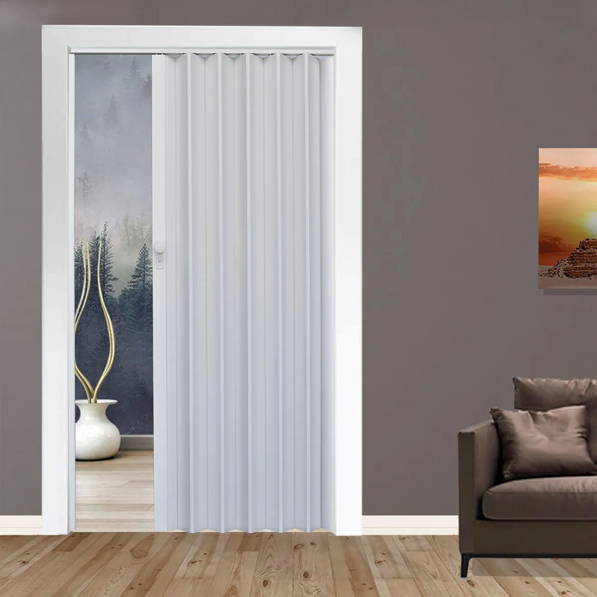 HOGGAN - Puerta Plegable PVC Milano 120 x 200 cm Blanca