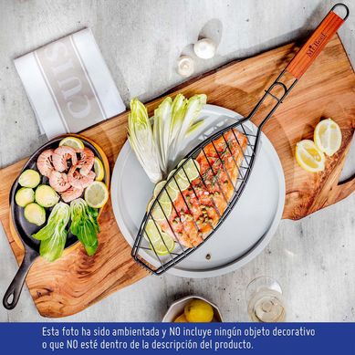 Parrilla para Pescado con Mango de Madera