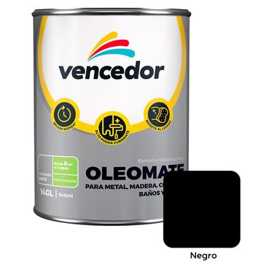 Esmalte Sinttico Oleo mate Negro 1/4 gl