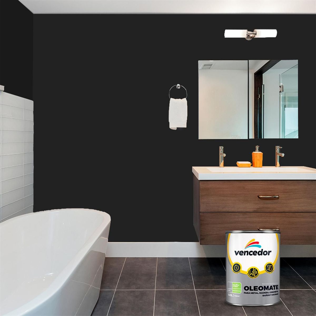 VENCEDOR - Esmalte Sintético Oleo mate Negro 1/4 gl