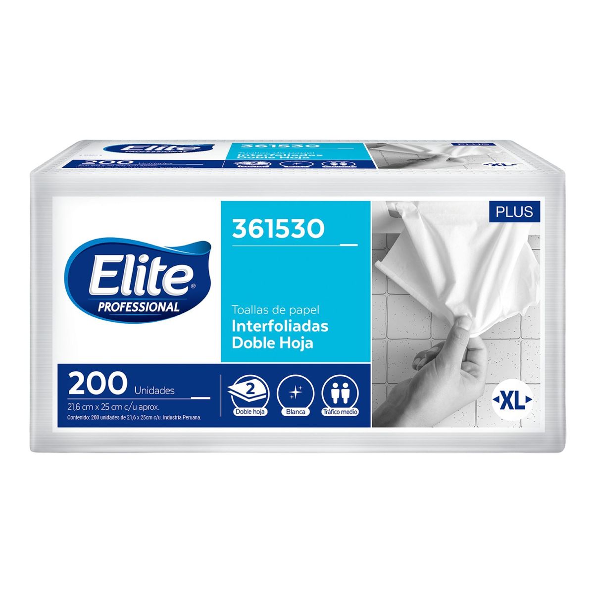 ELITE PROFESSIONAL - Papel Toalla Interfoliado Blanco Elite 200 Hojas