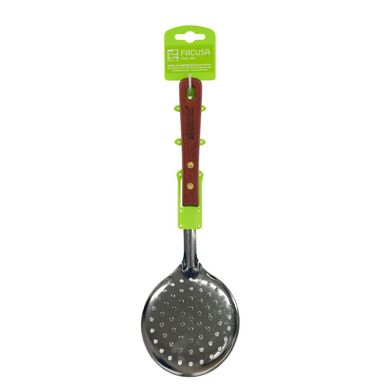 Espumadera Redonda con mango de Madera Acero Inoxidable Facusa