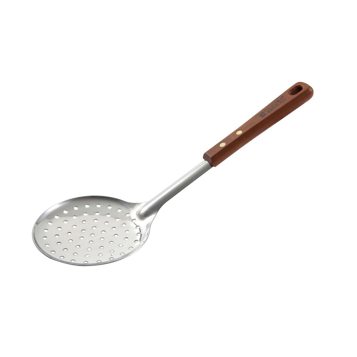 FACUSA - Espumadera Redonda con mango de Madera Acero Inoxidable Facusa