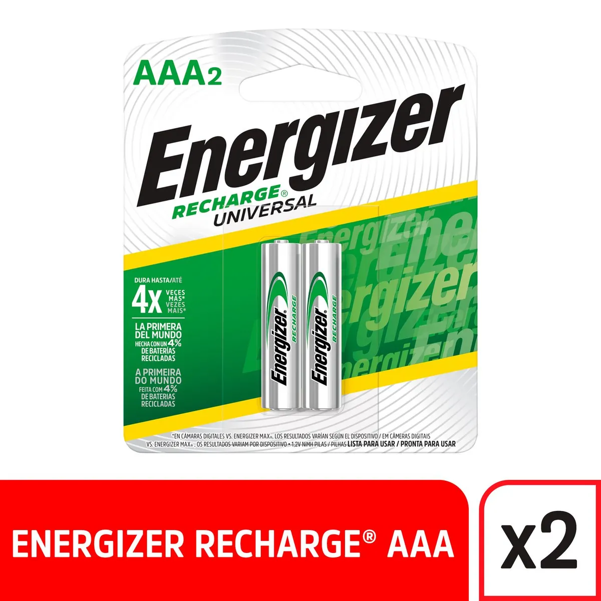 ENERGIZER - Pack de 2 Pilas Recargables Energizer AAA 1.5V