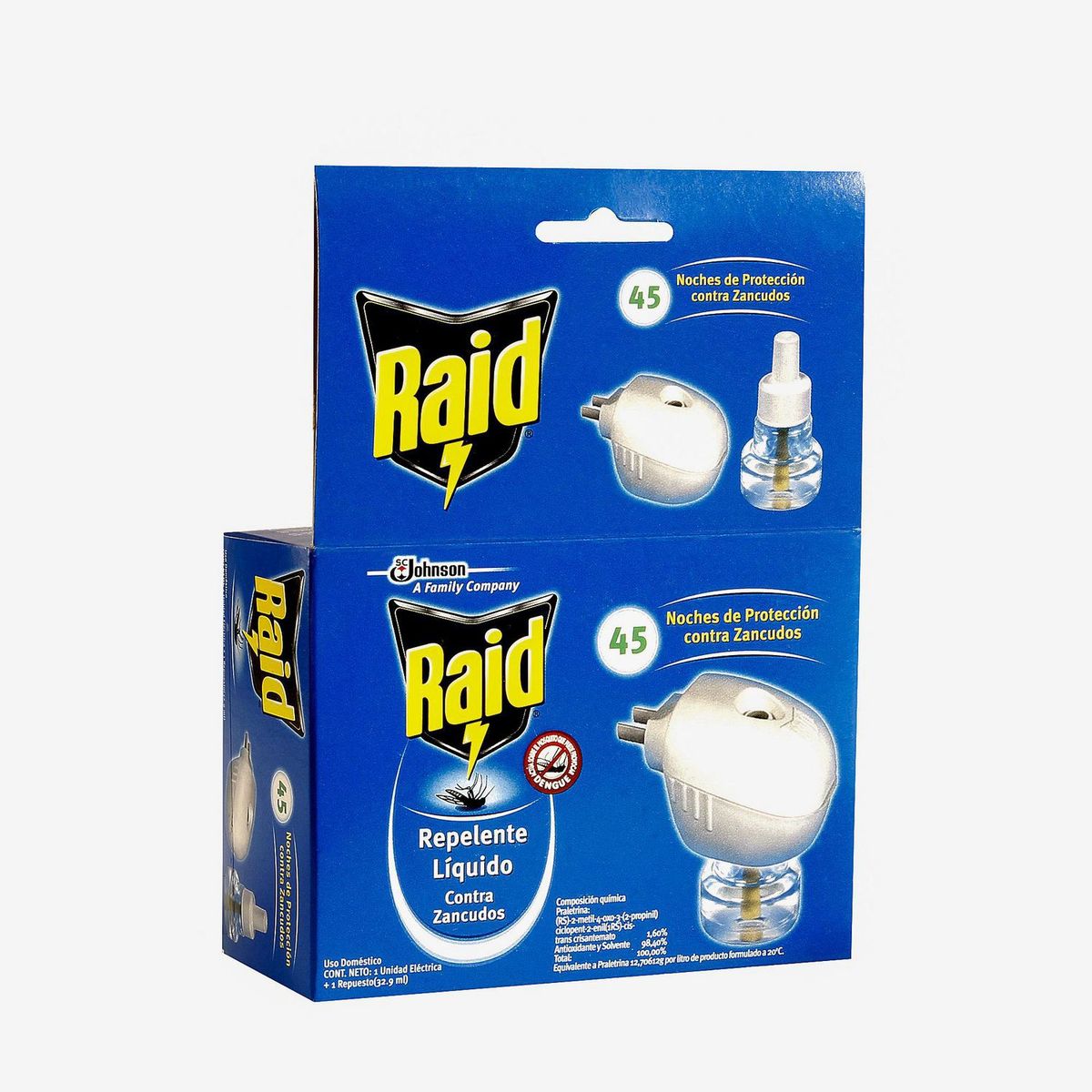 RAID - Repelente Líquido Raid Insectos Voladores + 1 Repuesto 65gr