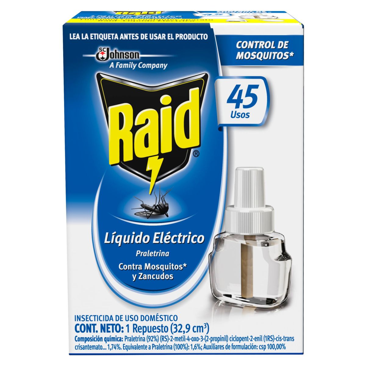 RAID - Repelente Líquido Raid Insectos Voladores + 1 Repuesto 38gr