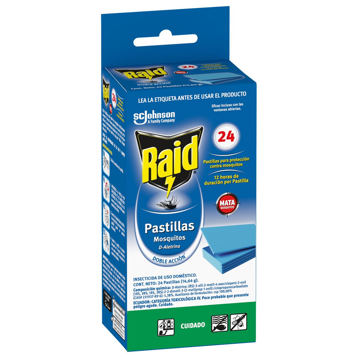 RAID - Pastilla Raid Pastilla Insectos Voladores + 24 Repuestos 38 gr