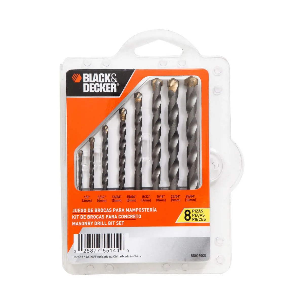 BLACK+DECKER - Set de Brocas para Concreto 8 Piezas BD0080CS Black & Decker