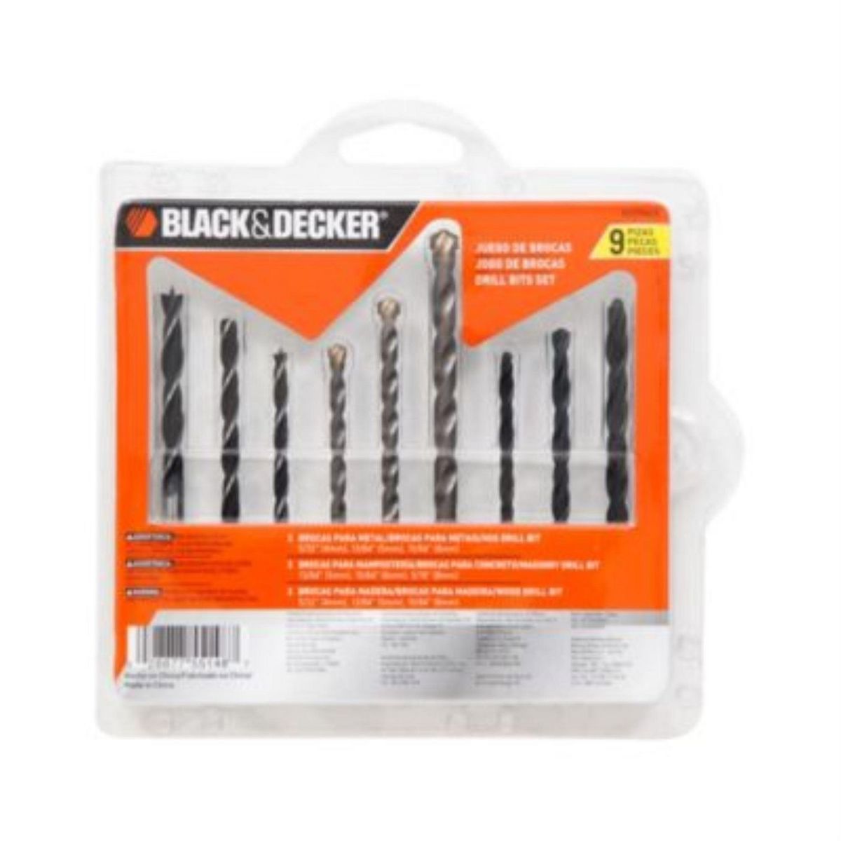 BLACK+DECKER - Set de Brocas Combinado 9 Piezas BD0110CS Black & Decker.